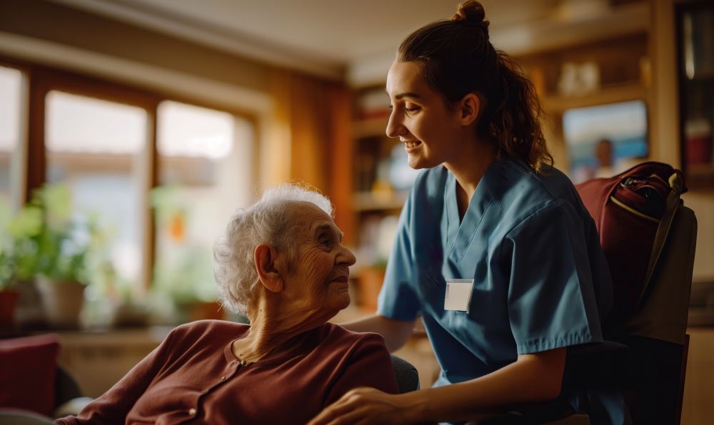 Professionista Anteo al lavoro con una persona anziana